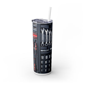 Mechanic Tools Skinny Steel Tumbler with Straw, 20oz