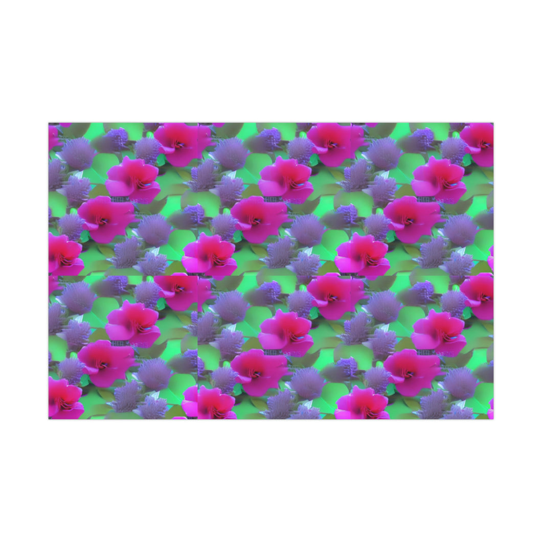 Violet and Pink Flowers Wrapping Paper